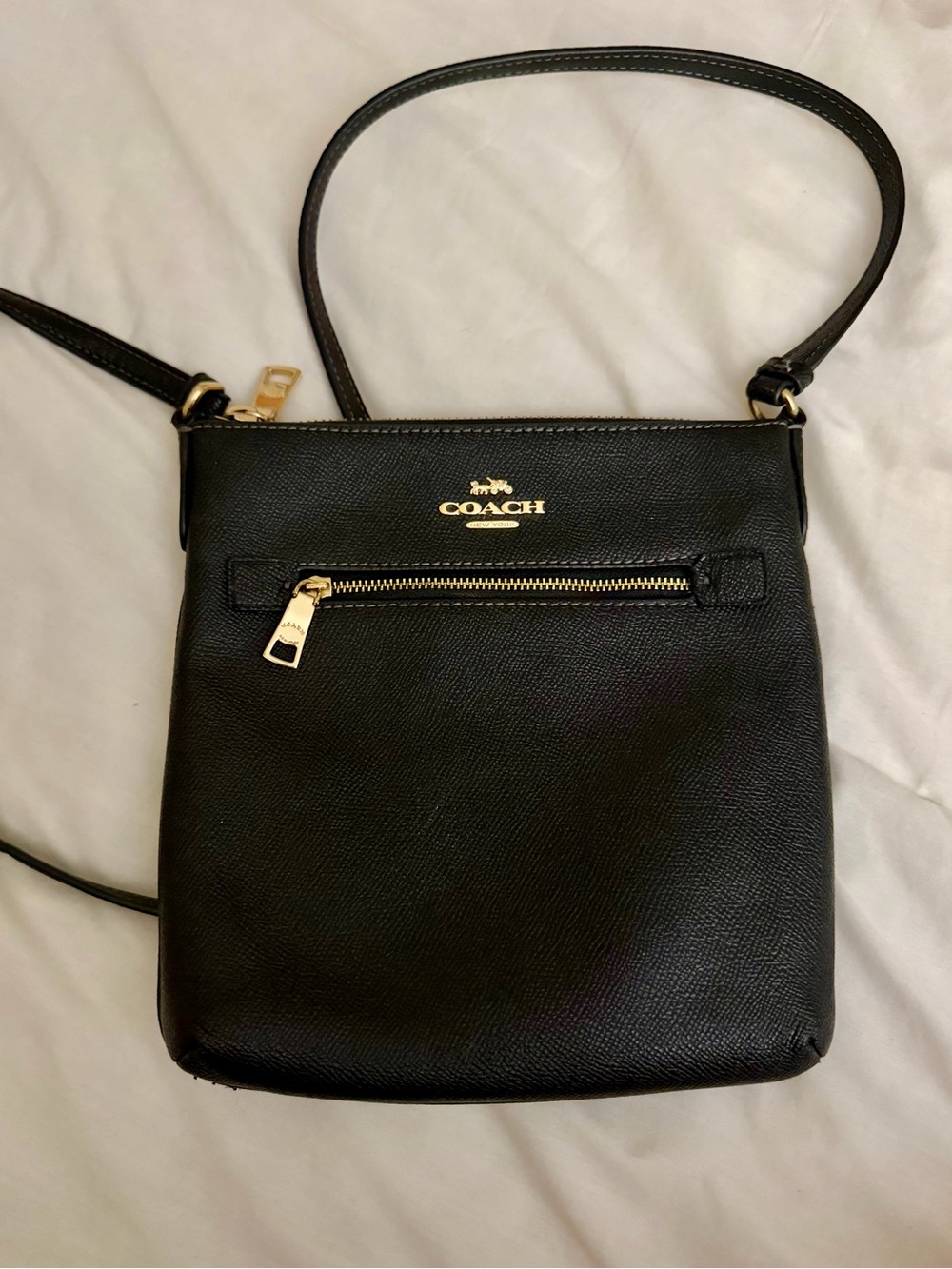 Coach Mini Rowan File Bag Black Crossgrain Leather Crossbody